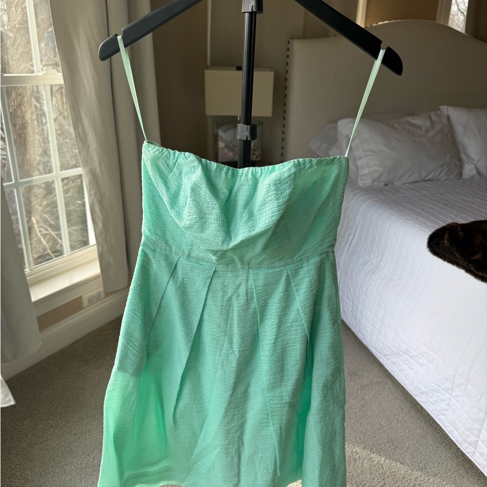 J. Crew Strapless textured Dress in mint Green
